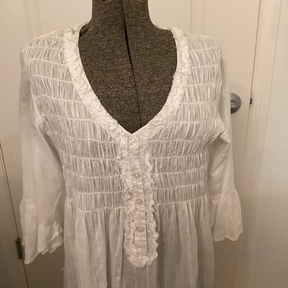 PEPPERMINT BAY white sheer smocked tunic - Picture 5 of 7
